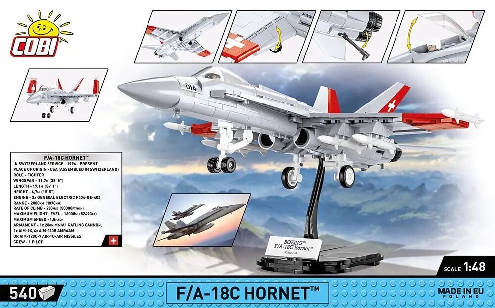 Konstruktor Cobi Historical Collection F/A-18C Hornet, 540 det hind ja info | Klotsid ja konstruktorid | kaup24.ee