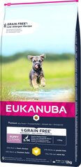 Eukanuba Grain Free Puppy väikestele/keskmise suurusega kutsikatele, kanaga, 12 kg hind ja info | Kuivtoit koertele | kaup24.ee