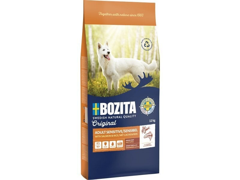 Bozita Original koeratoit Adult Sensitive Skin&amp;Coat WF, 12kg цена и информация | Kuivtoit koertele | kaup24.ee