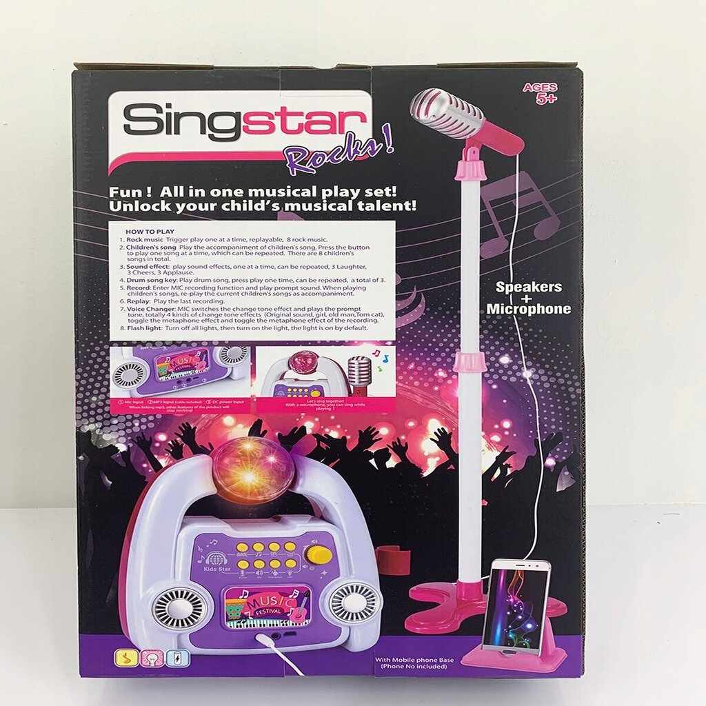 Karaoke komplekt lastele, mikrofon, võimendi цена и информация | Arendavad mänguasjad | kaup24.ee