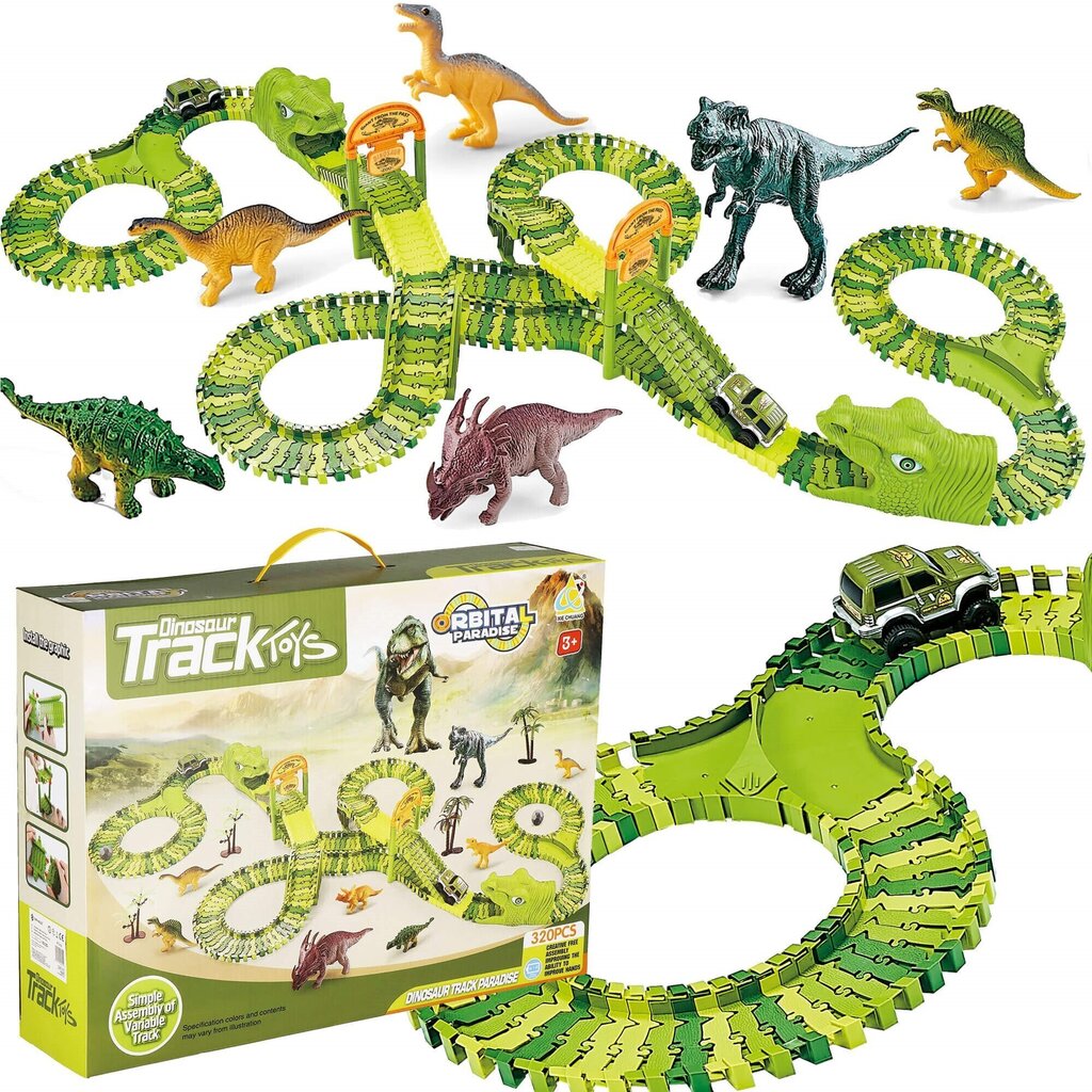 Võidusõidurada Dinosaurus Park Mega Set XXL Springos, 320 d. цена и информация | Poiste mänguasjad | kaup24.ee