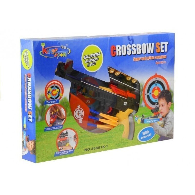 Sporty Crossbow for children with a shield and a quiver for arrows. hind ja info | Poiste mänguasjad | kaup24.ee