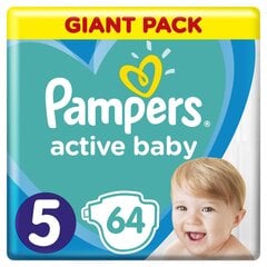 Подгузники Pampers Active Baby Junior 5 11-16 кг, 64 шт. цена и информация | Подгузники | kaup24.ee