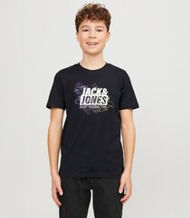 Jack & Jones laste T-särk 12254186*01, must 5715514945031 цена и информация | Рубашки для мальчиков | kaup24.ee