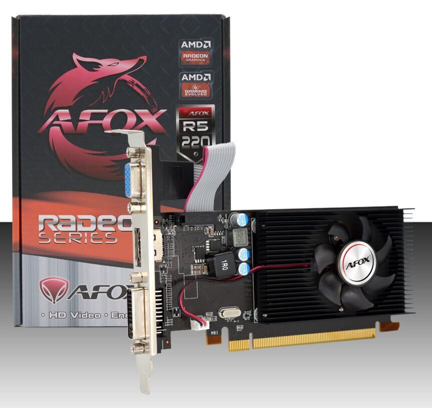 AFOX Radeon R5 220 1GB DDR3 LP (AFR5220-1024D3L5) hind ja info | Videokaardid (GPU) | kaup24.ee