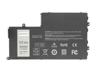 АККУМУЛЯТОР MITSU DELL INSPIRON 15 (5542), 14 (5445) 7600 МАЧ (58 Втч) 7,4–7,6 В — BC/DE-5445-7.4 цена и информация | Аккумуляторы для ноутбуков | kaup24.ee