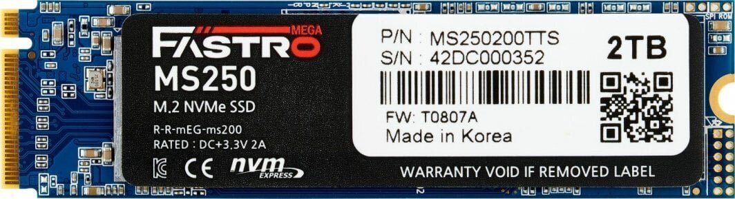 Megafastro MS250 (MS250200TTS) hind ja info | Sisemised kõvakettad (HDD, SSD, Hybrid) | kaup24.ee