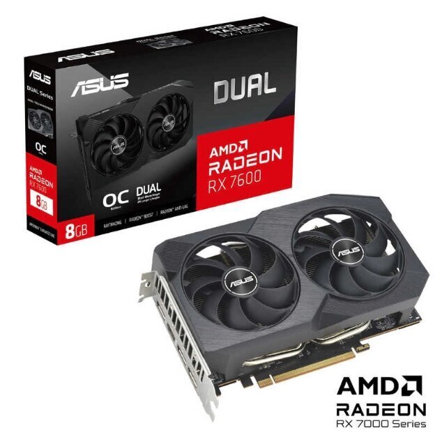Asus Dual Radeon RX 7600 V2 OC Edition (DUAL-RX7600-O8G-V2) hind ja info | Videokaardid (GPU) | kaup24.ee