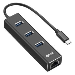 USB-хаб на 3 порта iggual IGG317709 Чёрный цена и информация | Кабели и провода | kaup24.ee