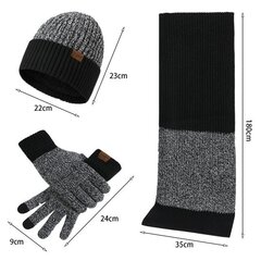Зимний комплект (перчатки, шарф, шапка), черный M12112101-1 цена и информация | Мужские шарфы, шапки, перчатки | kaup24.ee