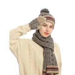 Talvekomplekt (kindad, sall, müts), beež M1211031-2 hind ja info | Naiste mütsid ja peapaelad | kaup24.ee