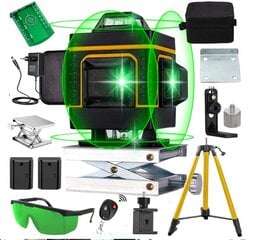 Лазерный уровень, крестообразный лазер 360 HIKEY + тарелка-мишень, штатив, защитные очки kaina ir informacija | Механические инструменты | kaup24.ee