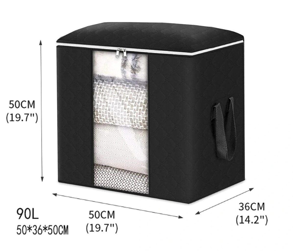 Hoiustamise kott 50 cm x 50 cm x 36 cm S37, must цена и информация | Riidepuud ja -kotid | kaup24.ee