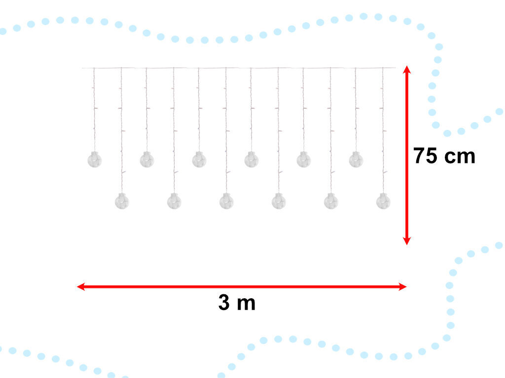 LED vanik-kardin 3 m, K45, erinevates värvides цена и информация | Jõulutuled | kaup24.ee