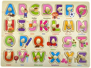 Обучающая деревянная мозаичная головоломка с буквами, 30x22 см цена и информация | Игрушки для девочек | kaup24.ee