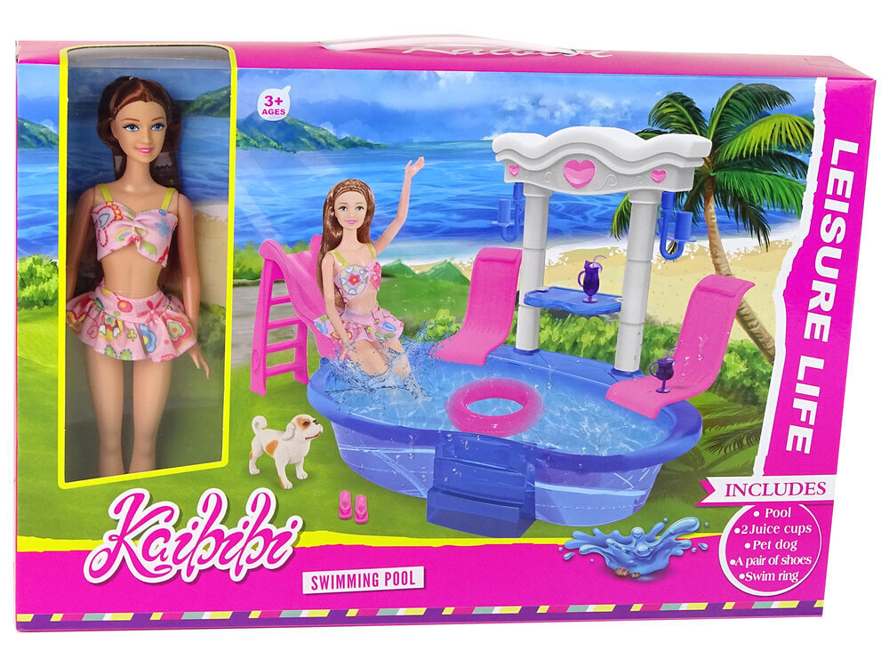 Nukk basseini ja tarvikutega Lean Toys hind ja info | Tüdrukute mänguasjad | kaup24.ee