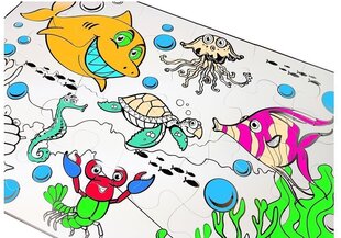 Пазл для раскрашивания «Морские животные» с маркерами, 24 детали цена и информация | Развивающие игрушки | kaup24.ee