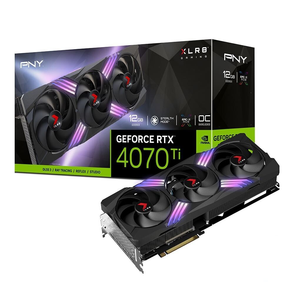 PNY Graafikakaart GeForce RTX 4070Ti 12GB XLR8 Gaming Verto OC VCG4070T12TFXXPB1-O цена и информация | Videokaardid (GPU) | kaup24.ee