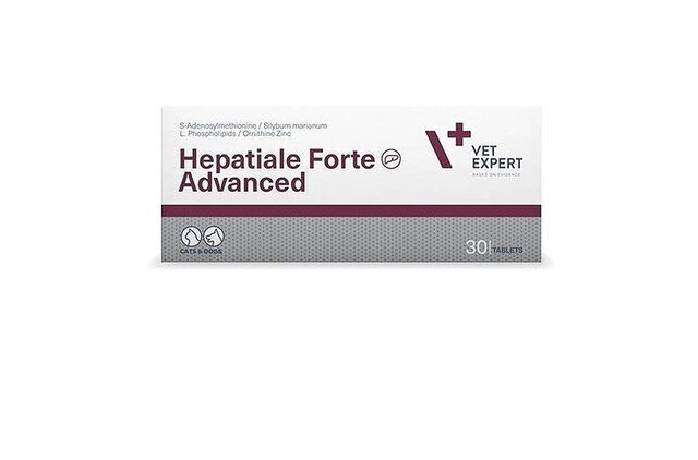 Lisatoit lemmikloomadele maksafunktsiooni toetamiseks Vet Expert Hepatiale Forte Advanced 30 tab. hind ja info | Toidulisandid ja parasiitide vastased tooted | kaup24.ee