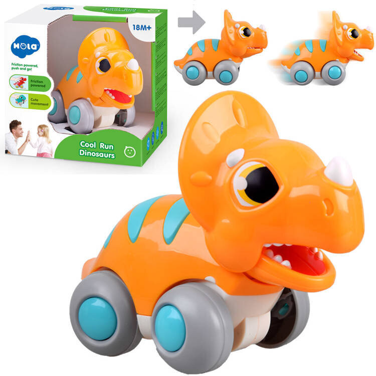 Dinosaurus Triceratops ratastega Hola, oranž hind ja info | Poiste mänguasjad | kaup24.ee