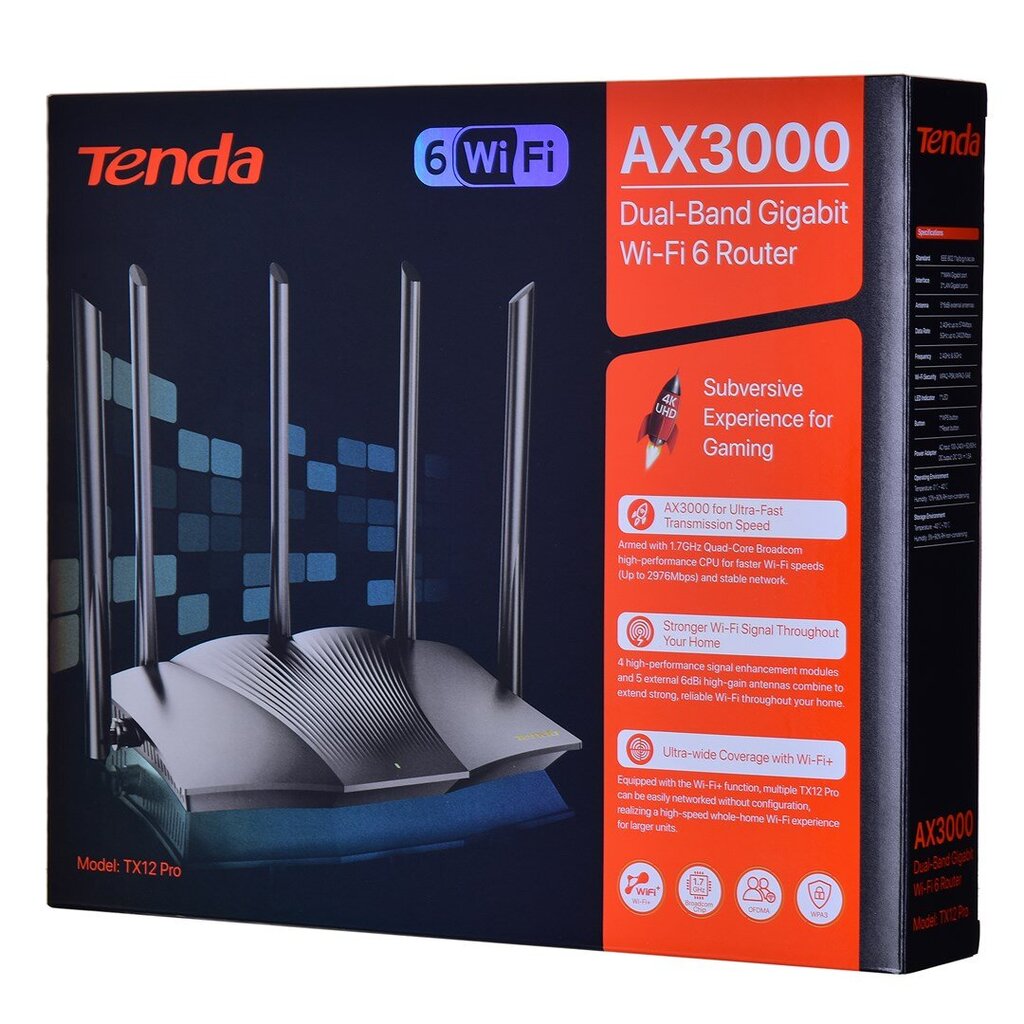 Tenda TX12 Pro hind ja info | Ruuterid | kaup24.ee