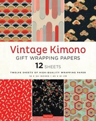 Vintage Kimono Gift Wrapping Papers - 12 sheets: 6 illustrations from 1900's Vintage Japanese Kimono Fabrics- 18 x 24 inch (45 x 61 cm) Wrapping Paper Sheets hind ja info | Ajalooraamatud | kaup24.ee