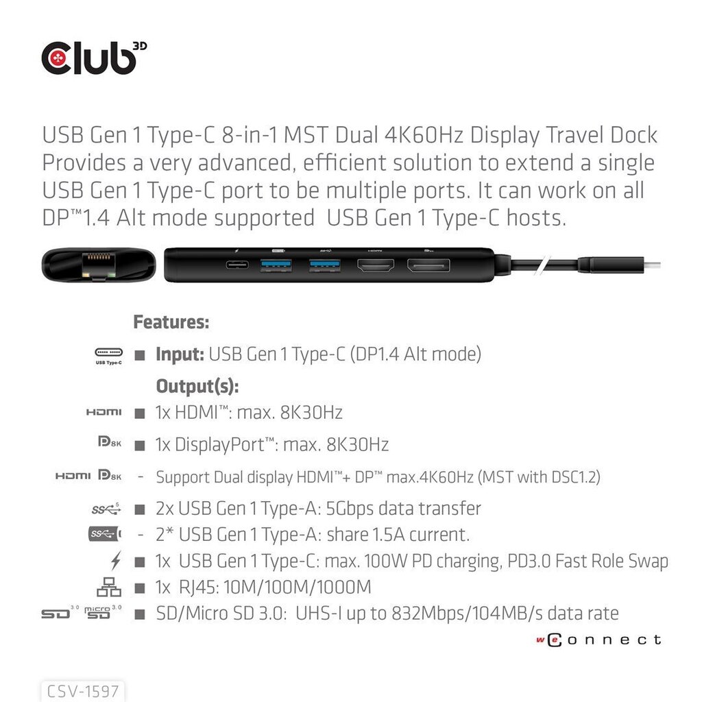 Club 3D CSV-1597 hind ja info | USB jagajad, adapterid | kaup24.ee