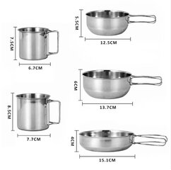 Kaasaskantav 5-osaline matkakomplekt цена и информация | Котелки, туристическая посуда и приборы | kaup24.ee