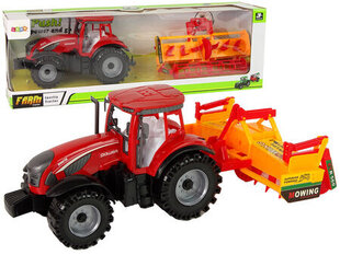 Kultivaatoriga traktor Lean Toys, punane/oranž hind ja info | Poiste mänguasjad | kaup24.ee