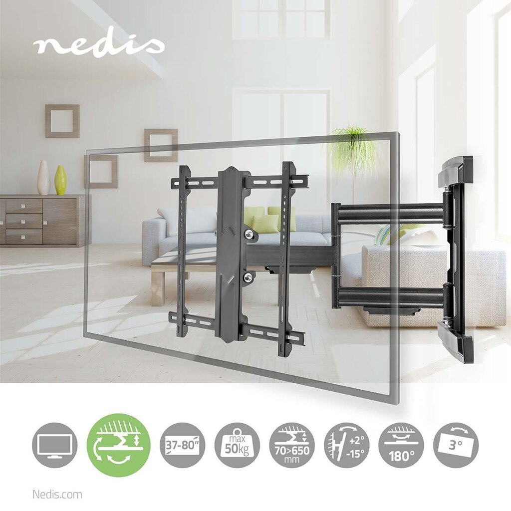 Nedis TVWM6550BK TV mounts LED / LCD / PLASMA TV / 37-80"/ Max 50kg цена и информация | Teleri seinakinnitused ja hoidjad | kaup24.ee