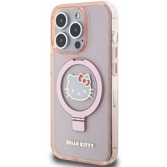 Hello Kitty HKHMP15LHRSGEP iPhone 15 Pro 6.1" różowy|pink hardcase Ring Stand Glitter Electrop Logo MagSafe цена и информация | Чехлы для телефонов | kaup24.ee