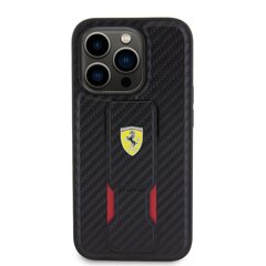 Ferrari Carbon Grip Stand Case for iPhone 15 Black цена и информация | Чехлы для телефонов | kaup24.ee