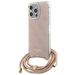 Guess GUHCP15XHC4SEP iPhone 15 Pro Max 6.7" różowy|pink hardcase Crossbody Cord 4G Print цена и информация | Чехлы для телефонов | kaup24.ee