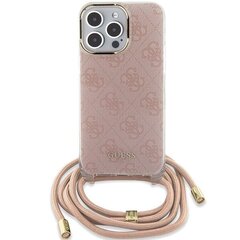 Guess GUHCP15LHC4SEP iPhone 15 Pro 6.1" różowy|pink hardcase Crossbody Cord 4G Print цена и информация | Чехлы для телефонов | kaup24.ee