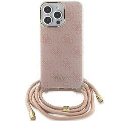 Guess GUHCP15SHC4SEP iPhone 15 | 14 | 13 6.1" różowy|pink hardcase Crossbody Cord 4G Print цена и информация | Чехлы для телефонов | kaup24.ee