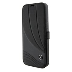 Mercedes MEBKP15X8ROLK iPhone 15 Pro Max 6.7" czarny|black bookcase Leather Wave Patern цена и информация | Чехлы для телефонов | kaup24.ee