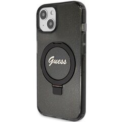 Guess GUHMP13MHRSGSK iPhone 13 | 14 | 15 6.1" czarny|black hardcase Ring Stand Script Glitter MagSafe цена и информация | Чехлы для телефонов | kaup24.ee