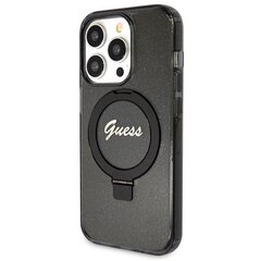 Guess GUHMP14LHRSGSK iPhone 14 Pro 6.1" czarny|black hardcase Ring Stand Script Glitter MagSafe цена и информация | Чехлы для телефонов | kaup24.ee