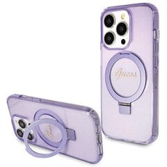 Guess GUHMP14XHRSGSU iPhone 14 Pro Max 6.7" fioletowy|purple hardcase Ring Stand Script Glitter MagSafe цена и информация | Чехлы для телефонов | kaup24.ee