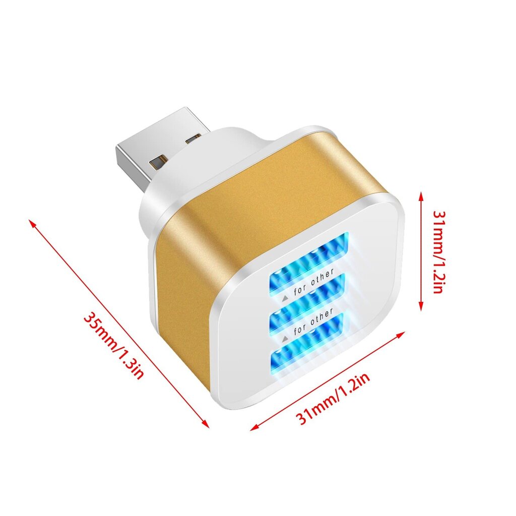 Kollase LED-indikaatoriga 3-pordiline USB-keskjaam hind ja info | USB jagajad, adapterid | kaup24.ee