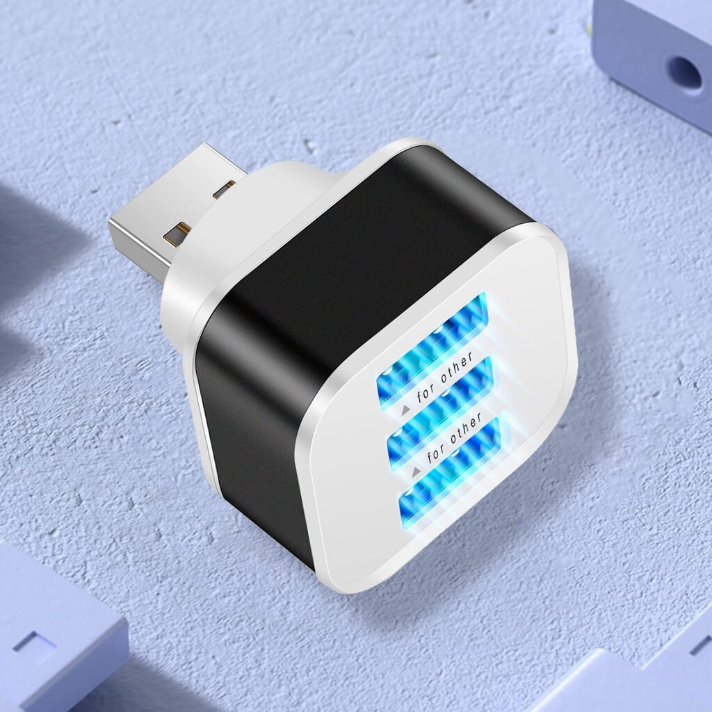 3-portiline USB-keskjaam LED-indikaatoriga, must цена и информация | USB jagajad, adapterid | kaup24.ee