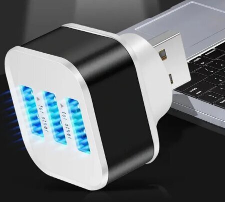 3-portiline USB-keskjaam LED-indikaatoriga, must hind ja info | USB jagajad, adapterid | kaup24.ee