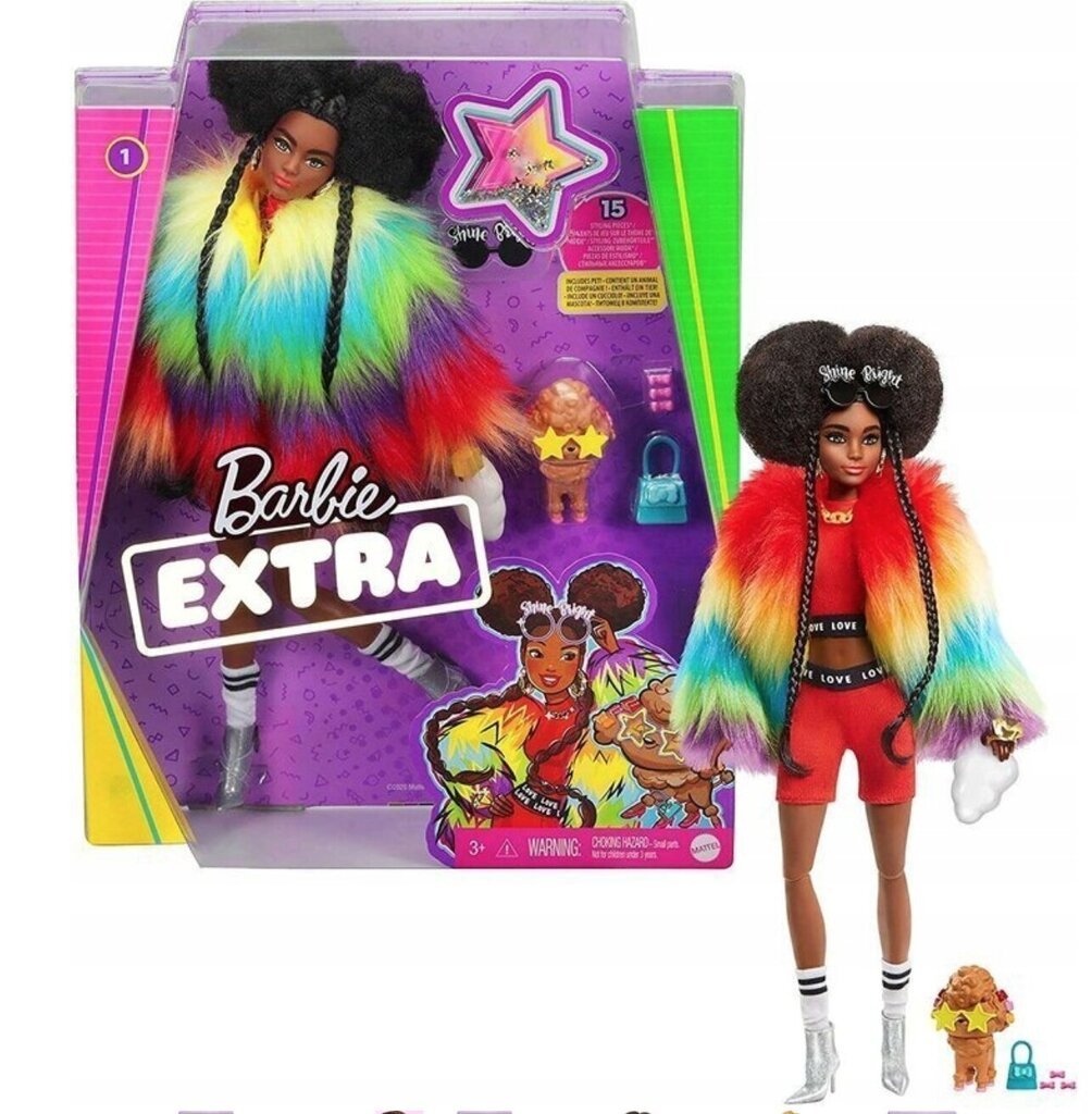 Barbie nukk Extra Rainbow Coat, aksessuaaridega цена и информация | Tüdrukute mänguasjad | kaup24.ee