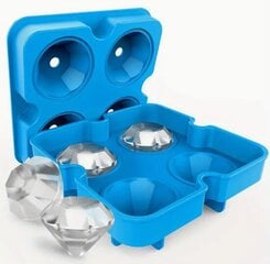4-решетчатая форма для льда в форме алмаза, синяя цена и информация | Столовые и кухонные приборы | kaup24.ee