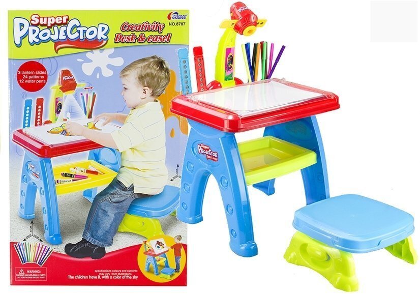 Laste laua, tooli ja projektori komplekt, sinine цена и информация | Mänguväljakud, mängumajad | kaup24.ee
