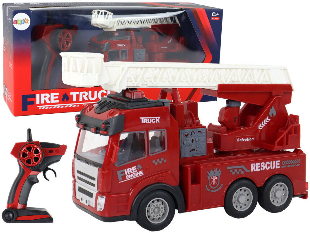 Kaugjuhitav tuletõrjeauto redeli ja valgus- ja heliefektidega hind ja info | Poiste mänguasjad | kaup24.ee