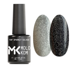 Pealisgeel MOLOKOM Top Sparkly Silver 15ml hind ja info | Küünelakid, küünetugevdajad | kaup24.ee