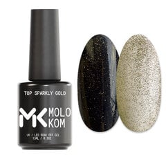 Верхнее покрытие  MOLOKOM Top Sparkly,золотой, 15 мл цена и информация | Лаки для ногтей, укрепители для ногтей | kaup24.ee