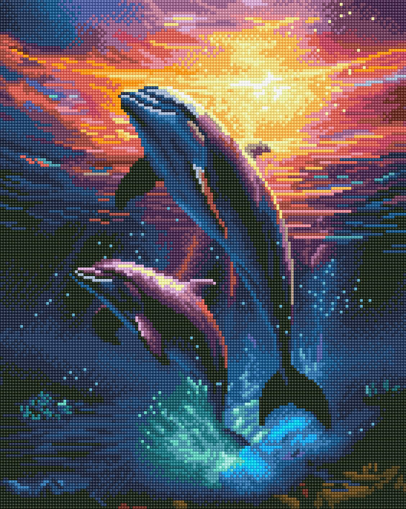 Teemantmosaiik Oh art Dolphins, 40x50 cm hind ja info | Teemantmaalid, teemanttikandid | kaup24.ee