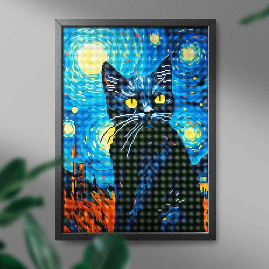 Teemantmosaiik Ohart Night cat, 40x50 cm цена и информация | Teemantmaalid, teemanttikandid | kaup24.ee